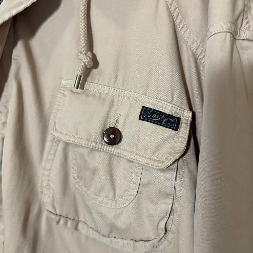 Polo Ralph Lauren Field Jacket 3XLT Tall Utility Tan Khaki Hood Corduroy READ